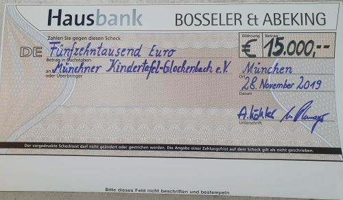 Scheckübergabe Hausbank München