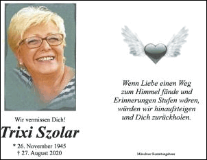 Sterbefall Beatrix Szolar