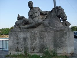 Skulptur südlich an der Reichenbachbrücke, näheres siehe Wikipedia